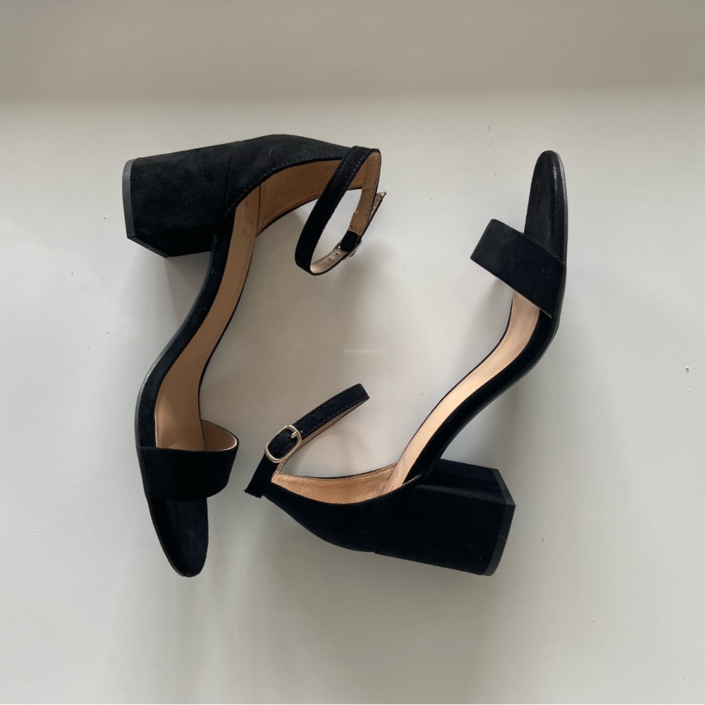 Black Faux-Suede Block Heels